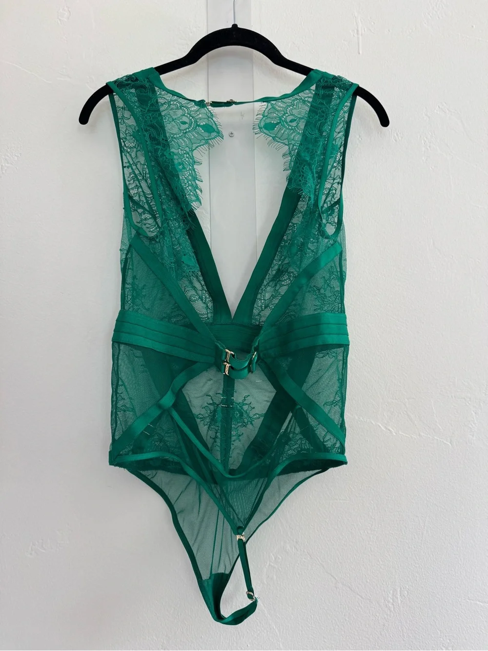 Honey Birdette Belinda Bodysuit Green Lace Thong Playsuit One Piece - Picture 3 of 15